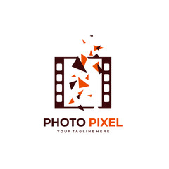 pixel digital logo designs with film strip logo designs concept