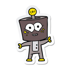 sticker of a happy cartoon robot