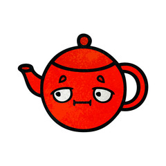 retro grunge texture cartoon teapot