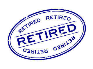 Grunge blue retired word oval rubber seal stamp on white background