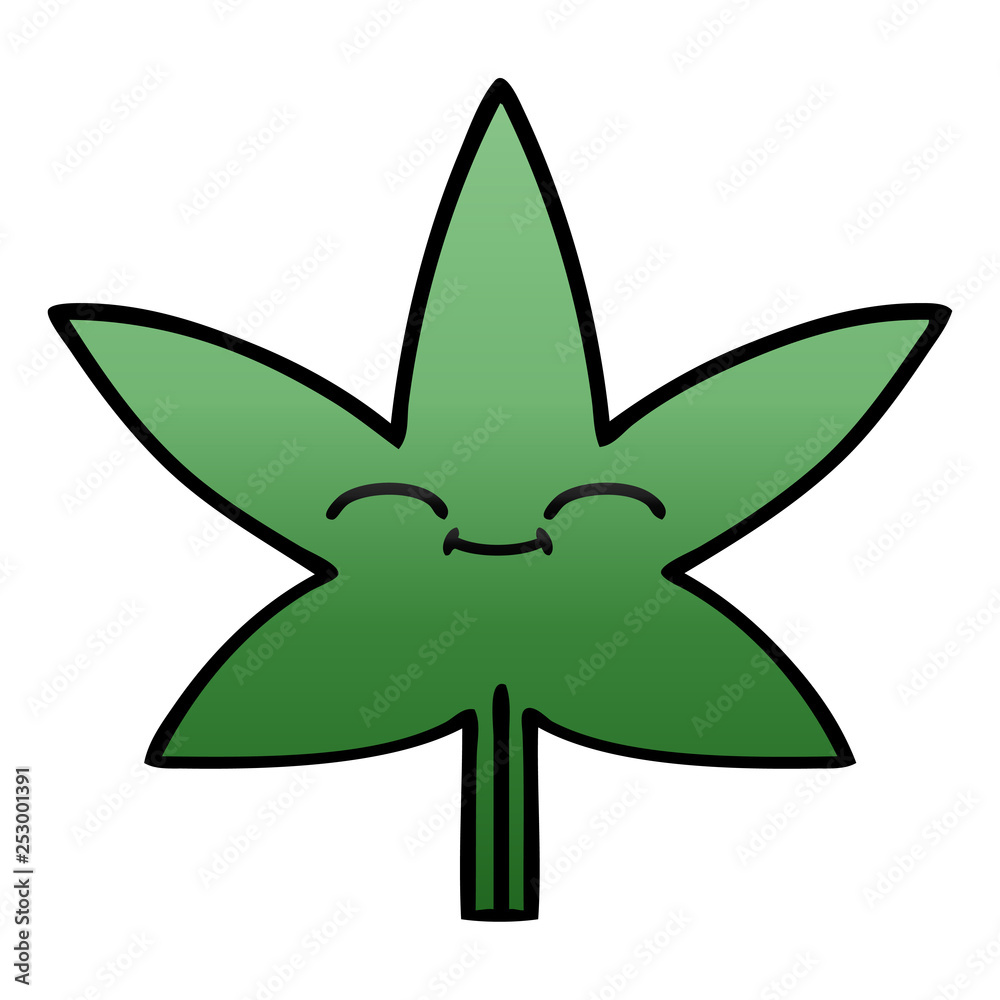 Wall mural gradient shaded cartoon marijuana leaf