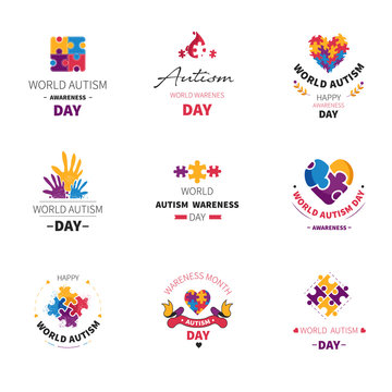 World autism day isolated icon puzzle and hands