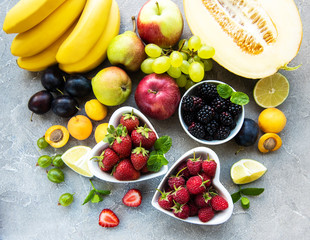 Fresh summer fruits and berries
