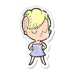 distressed sticker of a cartoon woman