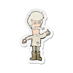 retro distressed sticker of a cartoon old man in poor clothes