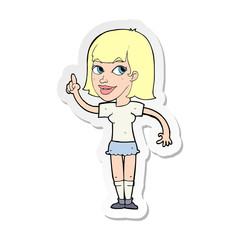 sticker of a cartoon pretty girl with idea