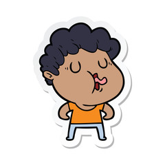 sticker of a cartoon man pulling face