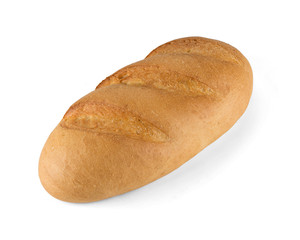 loaf of white bread with shadows isolated on a white background. 100 sharpness, stack image.