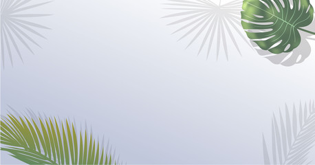 Obraz premium Realistic green palm leaf branches on white background.