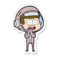 sticker of a cartoon surprised astronaut