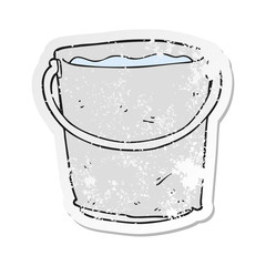 retro distressed sticker of a cartoon bucket of water