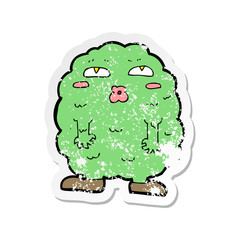 retro distressed sticker of a funny cartoon monster