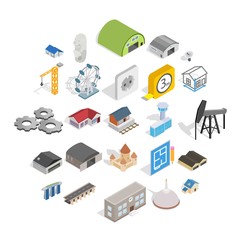 Architectonics icons set. Isometric set of 25 architectonics vector icons for web isolated on white background