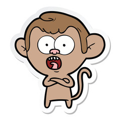 sticker of a cartoon shocked monkey