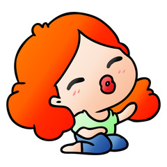 gradient cartoon of cute kawaii girl