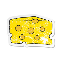 retro distressed sticker of a cartoon cheese