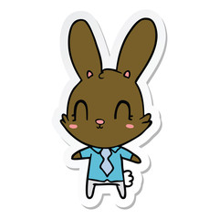 sticker of a cute cartoon rabbit in shirt and tie