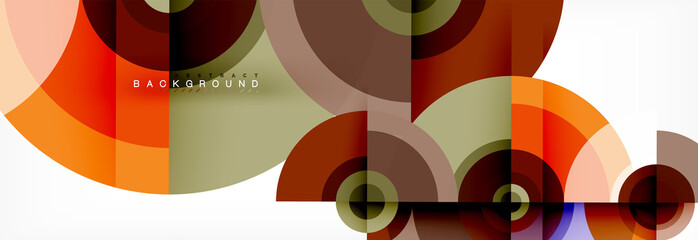 Obraz premium Minimal geometric circles and triangles abstract background, techno modern design, poster template