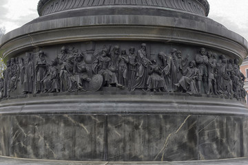 Monument to the Millennium of Russia in Veliky Novgorod, Russia. Ancient city of Novgorod the Great...