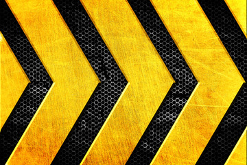 yellow sign grunge metal background. pattern on metal plate
