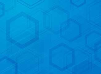 Fototapeta premium Abstract technology blue hexagon pattern modern design background. Decorating in color dimension design using for ad, poster, brochure, copy space, print, cover design artwork.