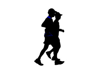 silhouette men run exercise