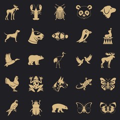Forest animals icons set. Simple set of 25 forest animals icons for web for any design