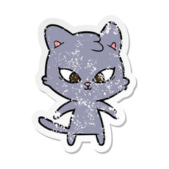 distressed sticker of a cute cartoon cat