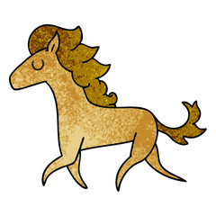 quirky hand drawn cartoon running horse