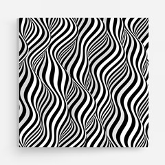 Cover design template. Black and white design. Pattern with optical illusion. Abstract 3D geometrical background. Vector illustration.