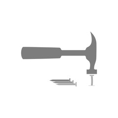 Hammer and nail icon or logo