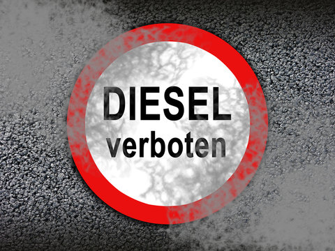 Diesel Fahrverbot Schild mit Rauch und Qualm