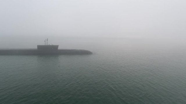 Gigantic russian navy Typhoon class atomic ballistic missile submarine floats