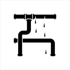 Broken Pipe Icon, Leakage In Pipe