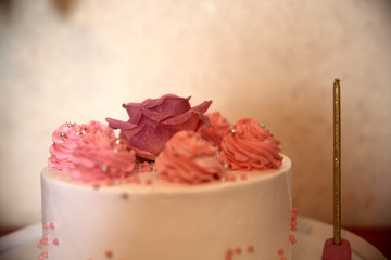 Birthday cake with  roses.