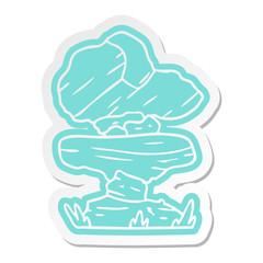cartoon sticker of grey stone boulders