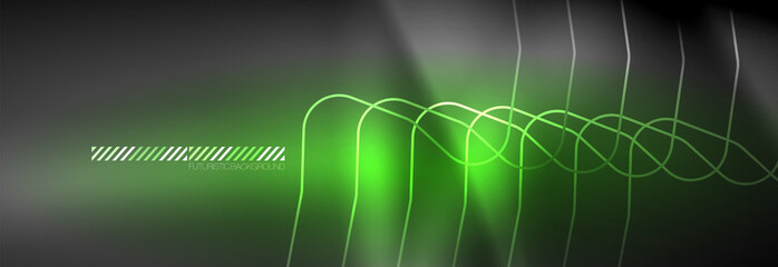 Glowing neon abstract lines, techno futuristic template