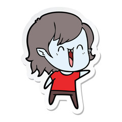 sticker of a cute cartoon happy vampire girl