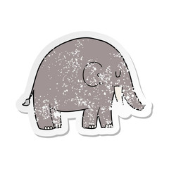distressed sticker of a cartoon elephant