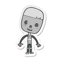 sticker of a cartoon sad robot