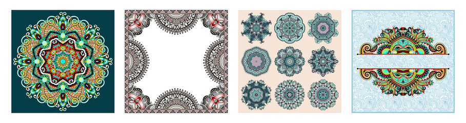 floral vintage frame, indian kalamkari ethnic style