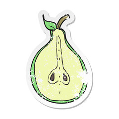 retro distressed sticker of a cartoon pear