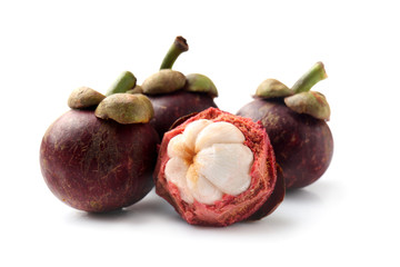 Tasty mangosteen fruit on white background