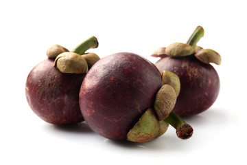 Tasty mangosteen fruit on white background