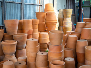 Many piles of terracotta pots