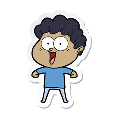 sticker of a cartoon happy man