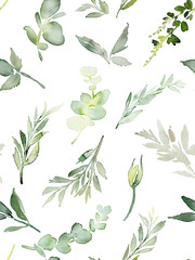 Seamless pattern with leaves and plants