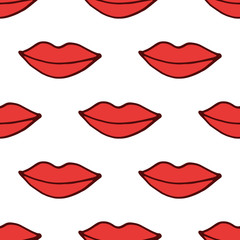 Woman lips seamless pattern in hand drawn style