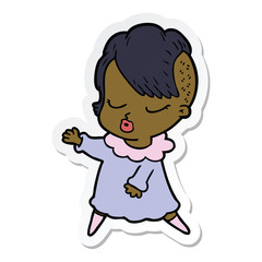 sticker of a cartoon pretty hipster girl