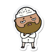 sticker of a cartoon worried man with beard